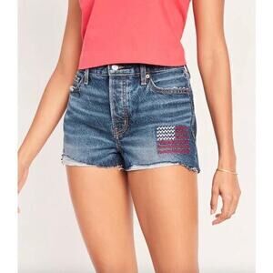 Old Navy OG straight stretch denim shorts high rise secret smooth pockets 8